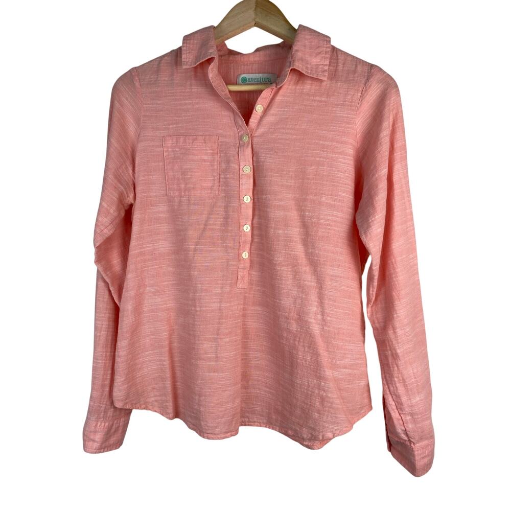 Aventura Women's S Peachy Pink Organic Cotton Popover Shirt‎ *